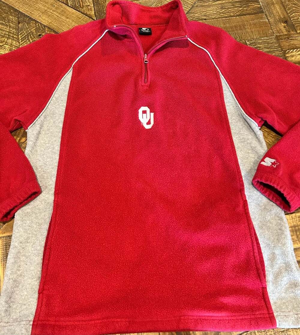 Starter Oklahoma Sooners 1/4-Zip Fleece Pullover Size Large